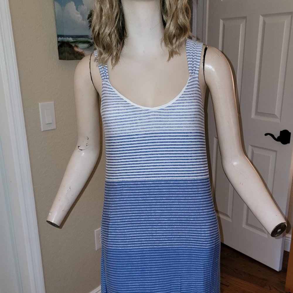 Soma Ombre Stripe Maxi Dress Built-In Bra & Pockets Size S NEW - Picture 5 of 8